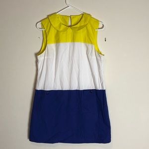 Tricolor shift dress with peter pan collar size M